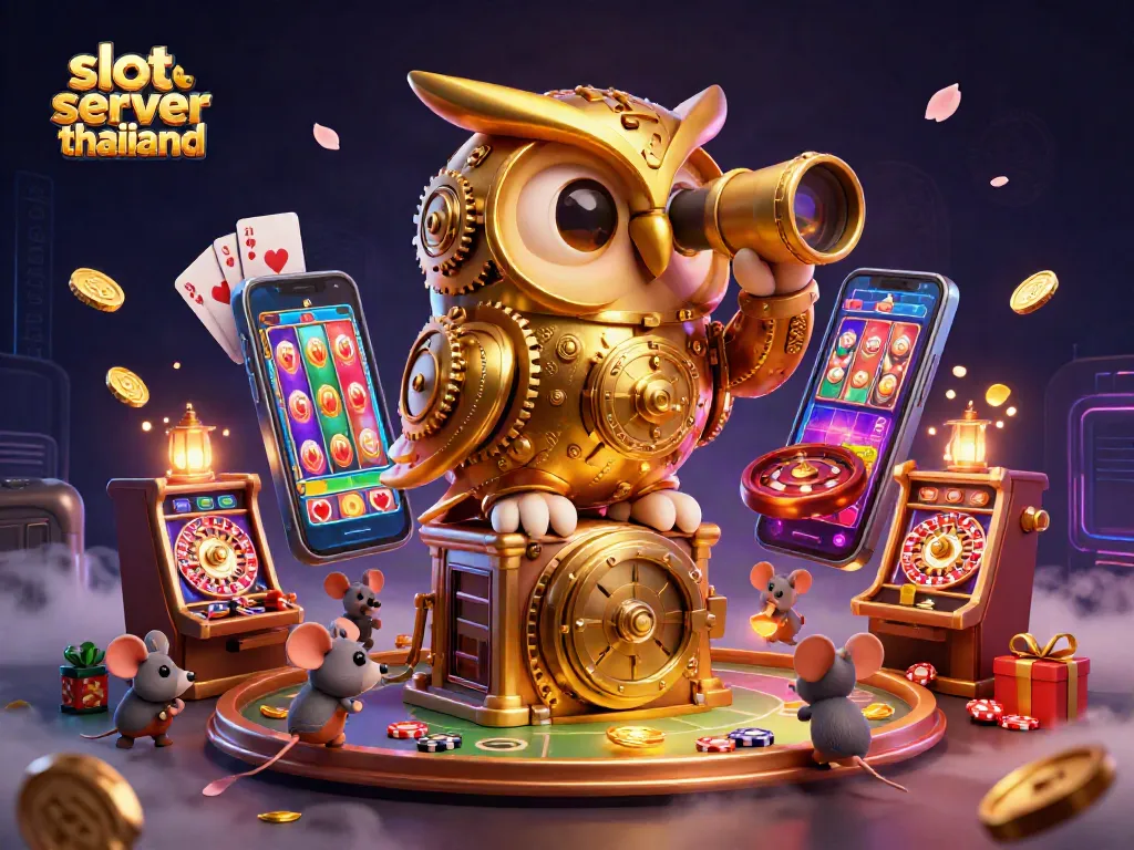 Engage with slot server thailand via vibrant 3D casino illustration showcasing unique game elements.