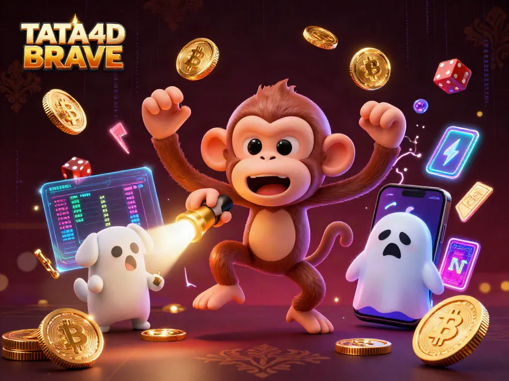 TATA4D BRAVE showcases a mischievous poltergeist monkey juggling golden objects in an exciting casino scene.
