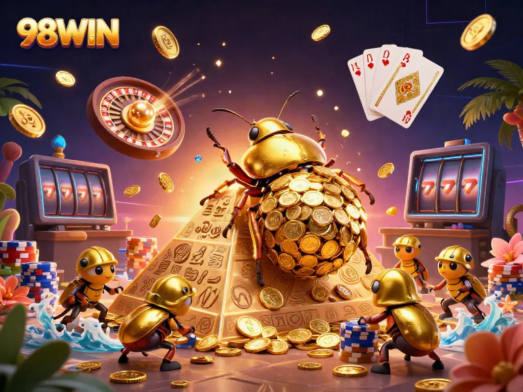 Experience thrilling gameplay at 98WIN with a vibrant scene full of casino excitement.