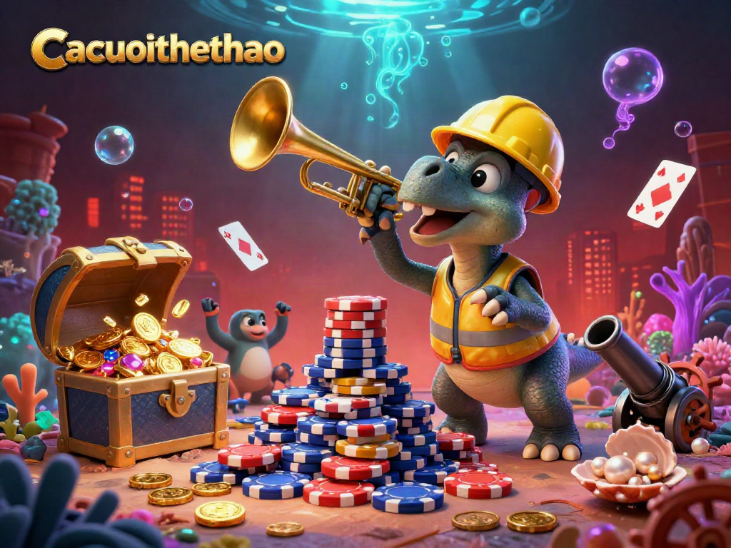 Join the excitement of Cacuocthethao sports betting in this vibrant underwater scene.