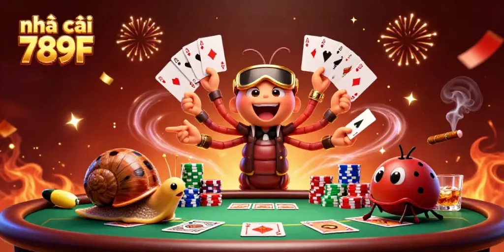 Experience unmatched excitement at nhà cái 789F with a 3D cartoon casino scene full of vibrant characters.